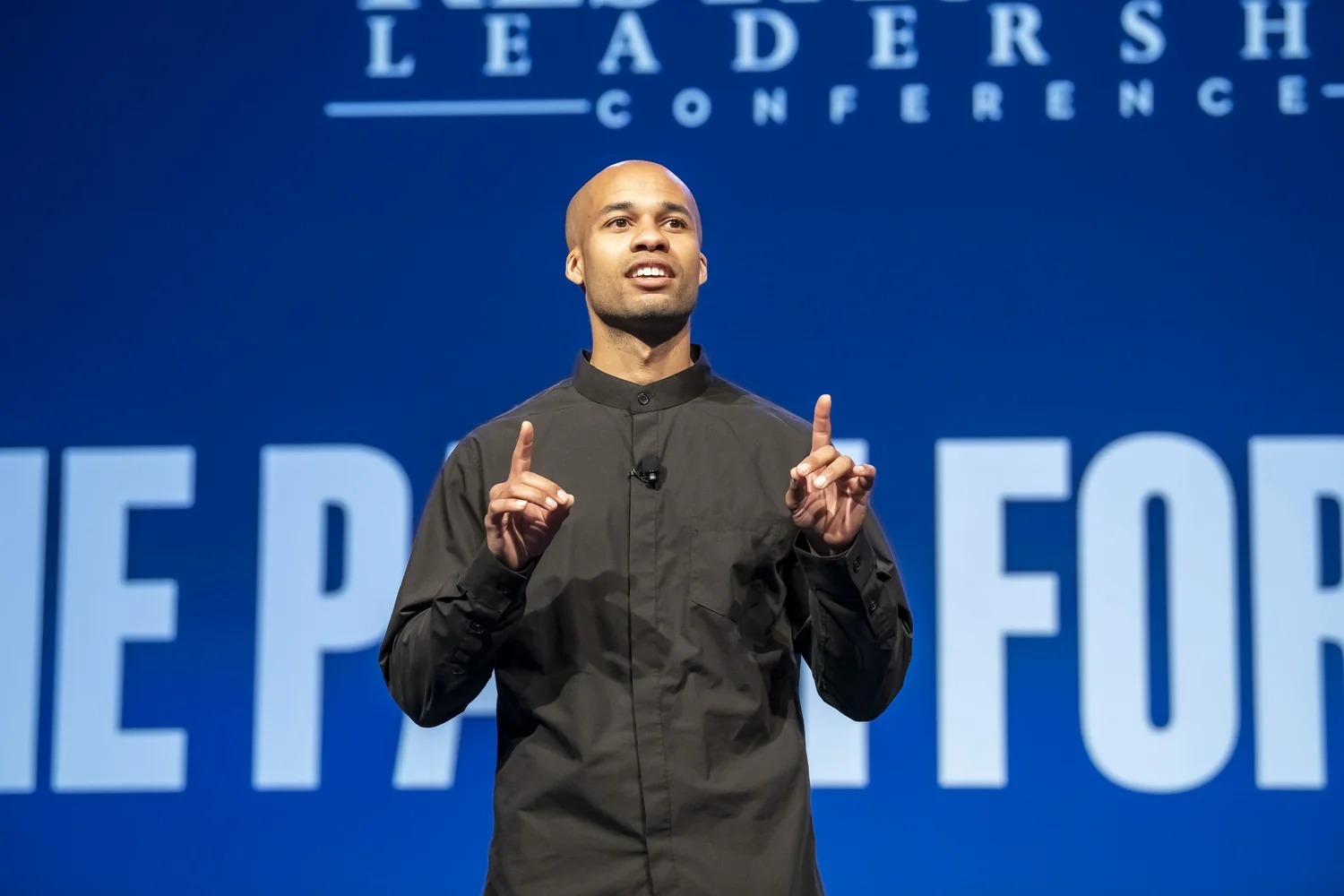 Tucker Bryant speaking at the Leaders Conference